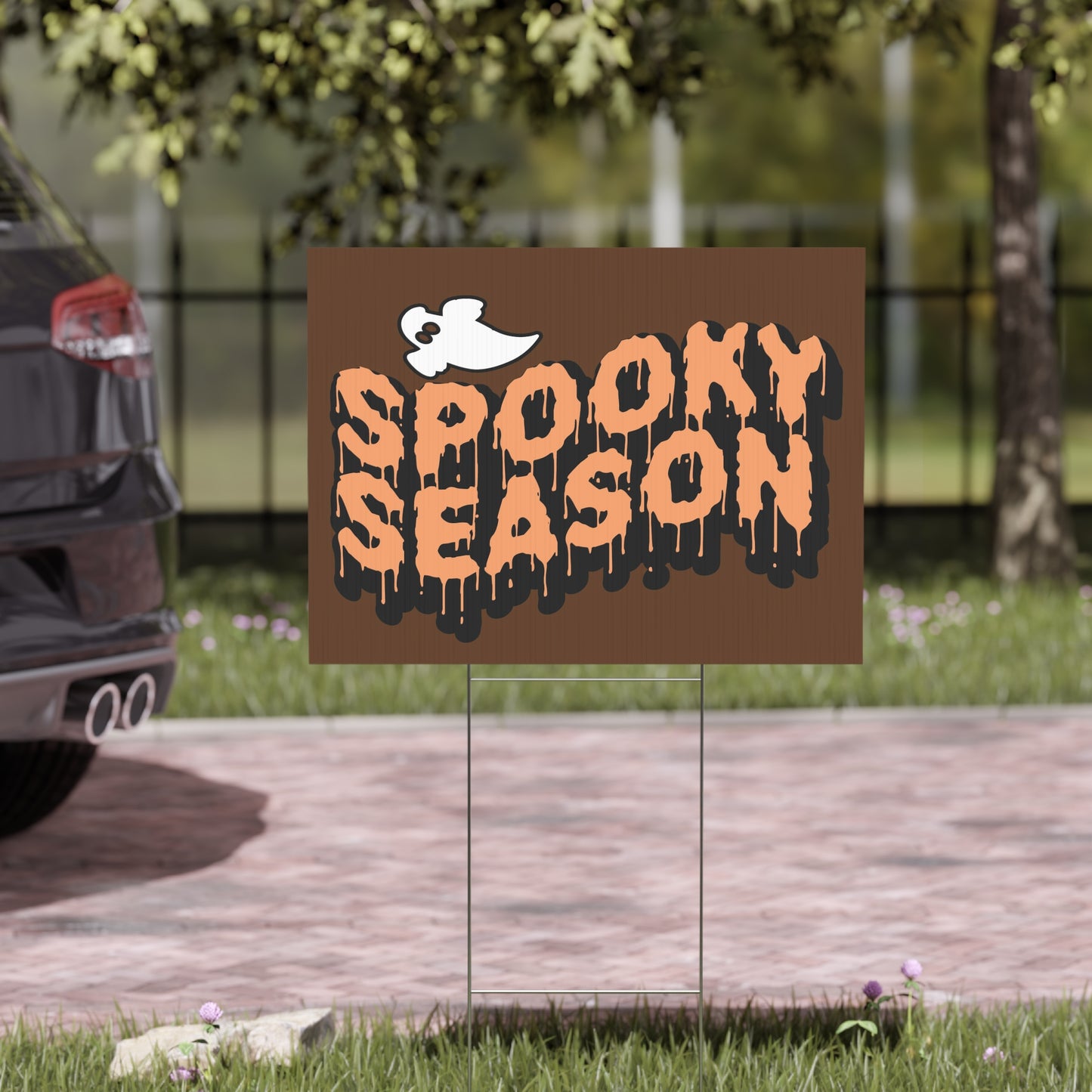 Spooky Season Yard Sign with Ghost Design | Halloween Ghost Decoration