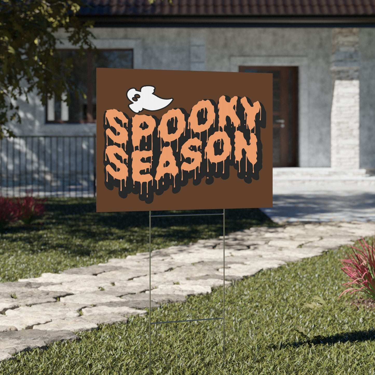 Spooky Season Yard Sign with Ghost Design | Halloween Ghost Decoration