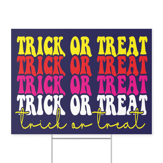 Trick or Treat Yard Sign - Colorful Halloween Outdoor Decor for Trick or Treaters
