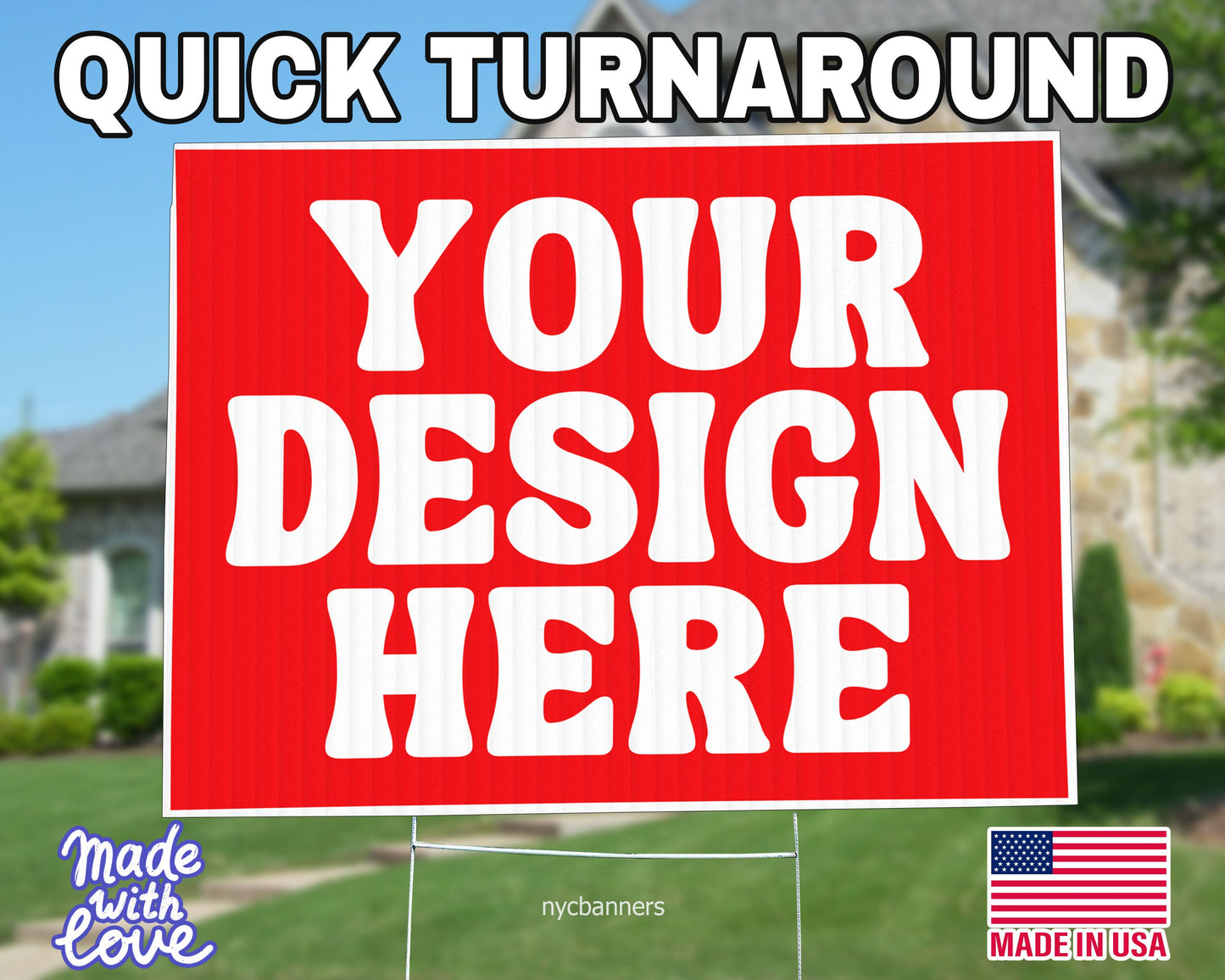Custom Yard Signs 10-Pack: Full Color, Weatherproof, Free Design
