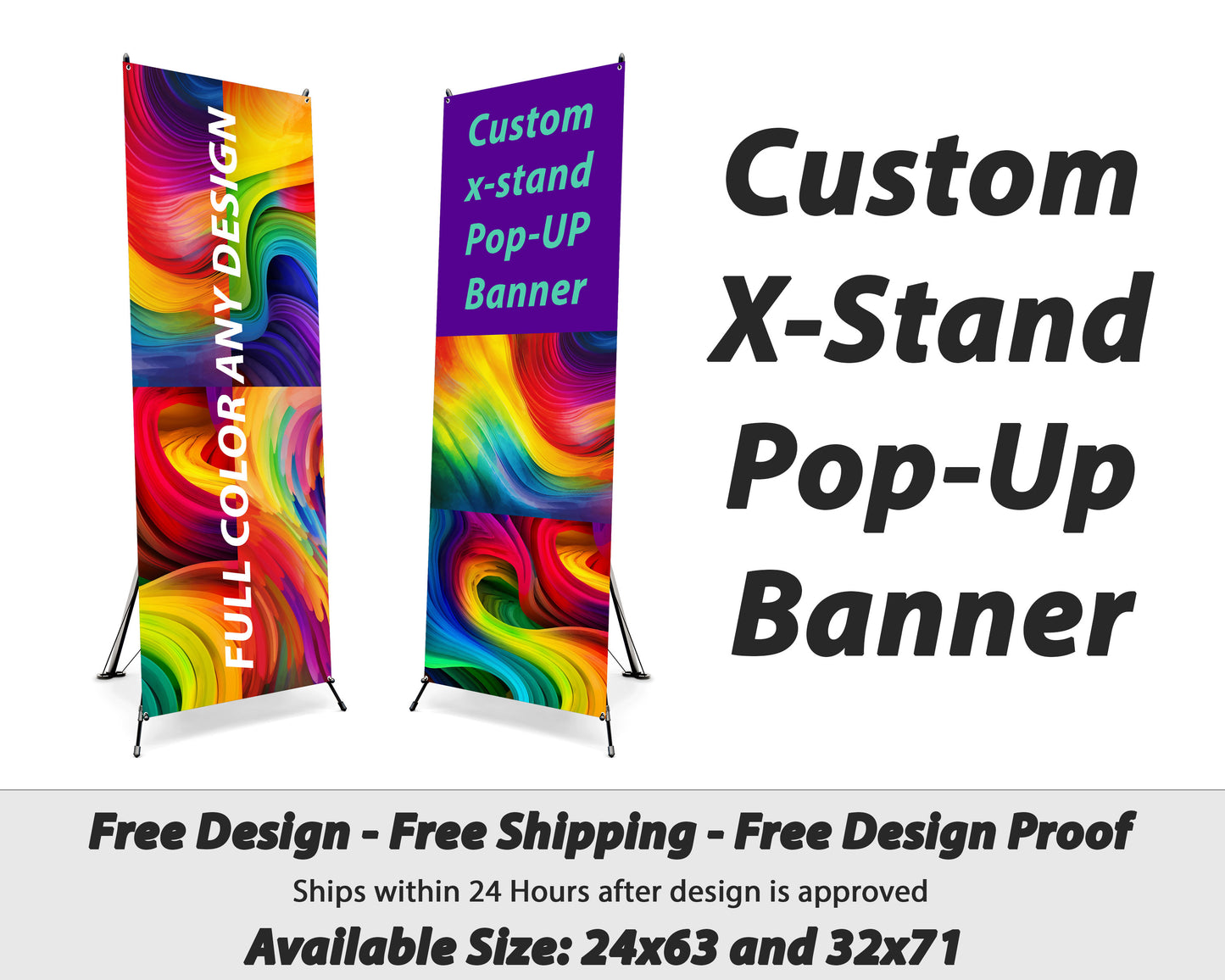Custom X-Stand Banner: 13oz Matte Vinyl, Trade Show Display