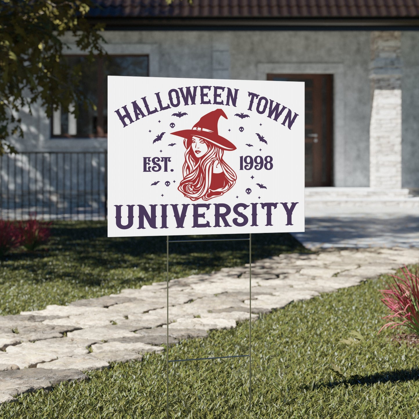 Halloween Town University Yard Sign - Witchy Halloween Decor for Outdoor Display