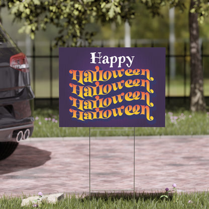 Happy Halloween Yard Sign - Vibrant Retro Halloween Outdoor Decoration