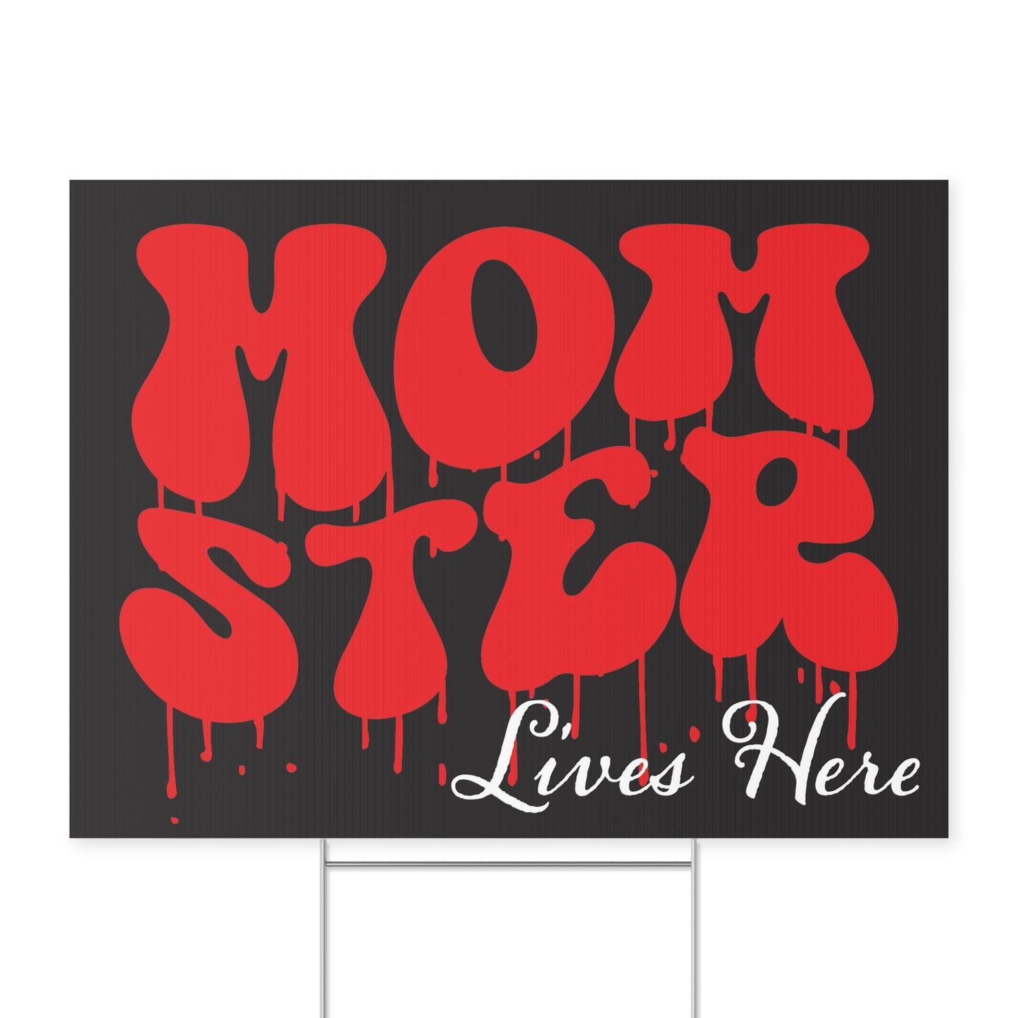 Momster Lives Here Halloween Yard Sign - Fun and Spooky Halloween Decora