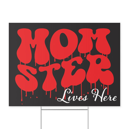 Momster Lives Here Halloween Yard Sign - Fun and Spooky Halloween Decora