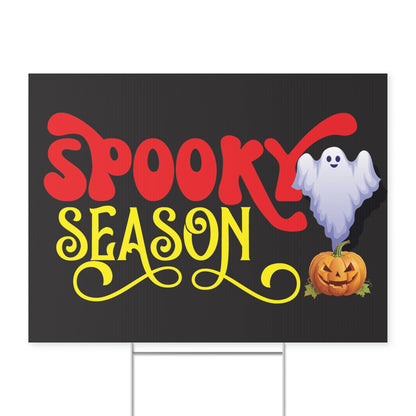 Spooky Season Yard Sign - Ghost and Pumpkin Halloween Outdoor Decoration