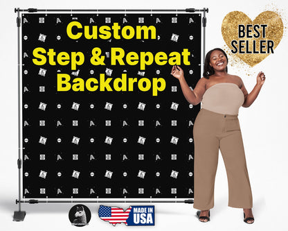 Step and Repeat Backdrop Banner | Printed Custom Backdrop | Event | Wedding | Party | Birthday | Free Shipping | Free Design | Made in USA