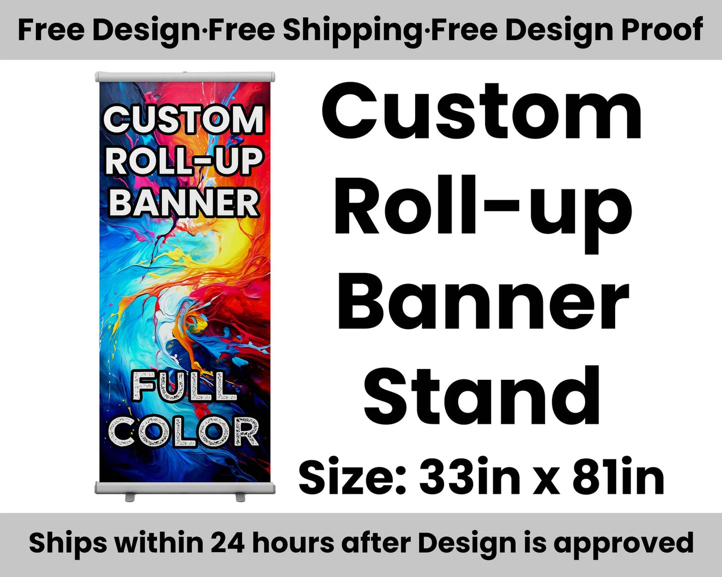 Custom Roll Up Banner with Stand - Best for Birthday, Parties, Events, Wedding, Trade Shows