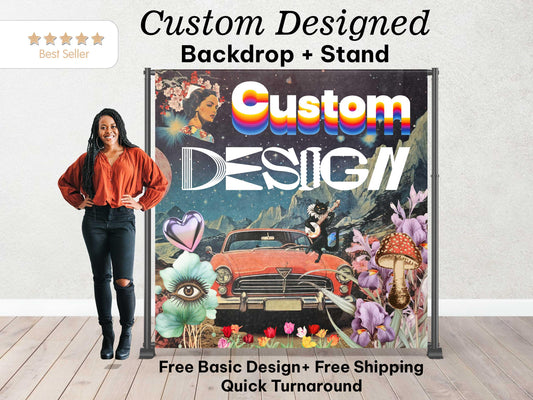 Custom Backdrop Banner with Stand: Personalized Event Photo Booth