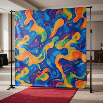 Custom printed step and repeat backdrop banner on stand